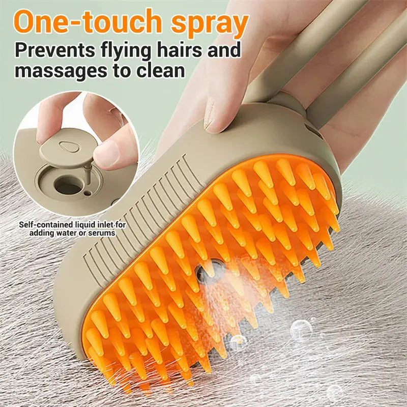 Cat & Dog Steam Brush | 3-in-1 Grooming & Hair Removal