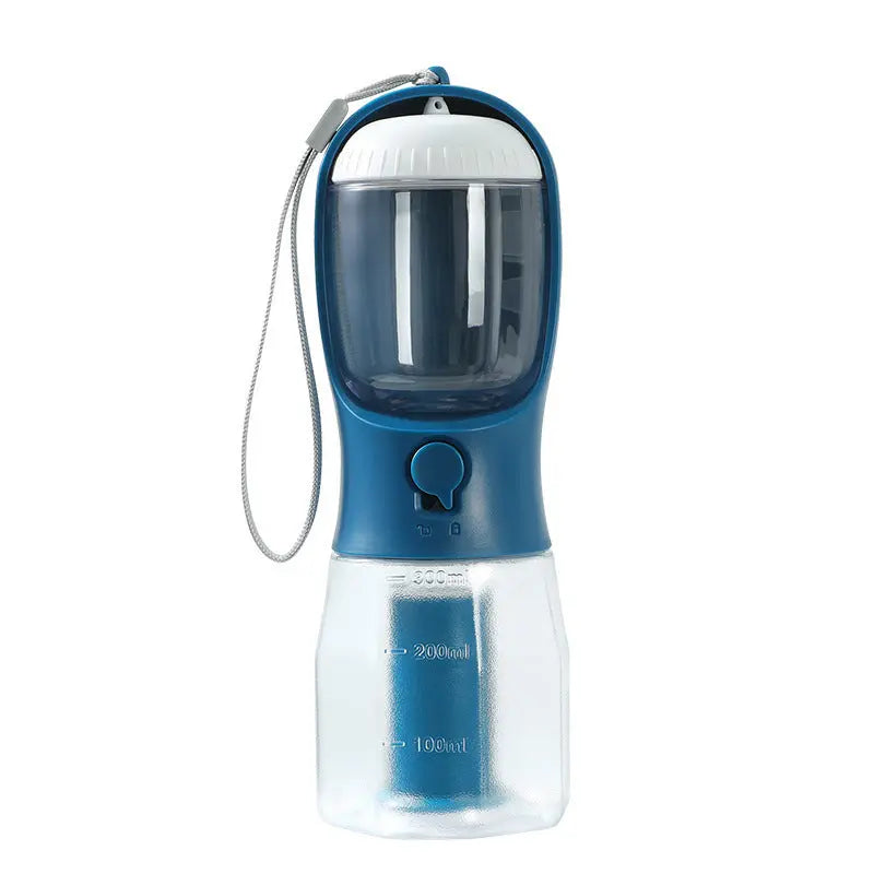 "Multi-Functional Dog Water Bottle with Food & Waste Bag Holder" - Ocean Blue