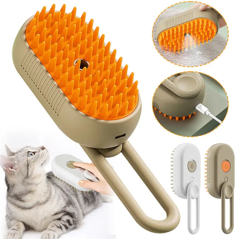 Cat & Dog Steam Brush | 3-in-1 Grooming & Hair Removal