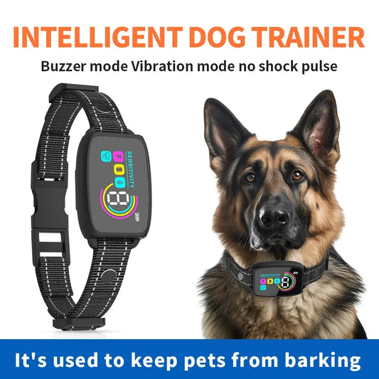 Rechargeable Anti-Bark Dog Collar | Waterproof with Digital Display - Ocean Blue Pet