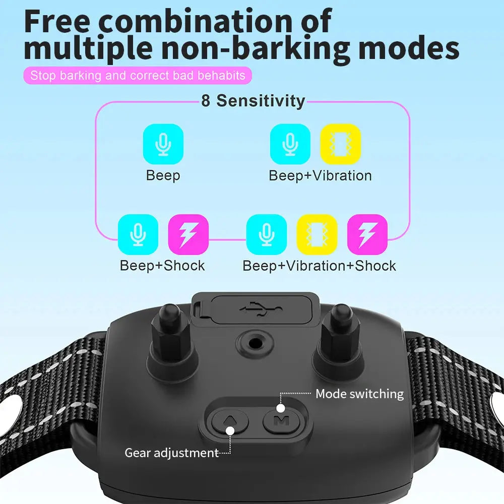 Rechargeable Anti-Bark Dog Collar | Waterproof with Digital Display - Ocean Blue