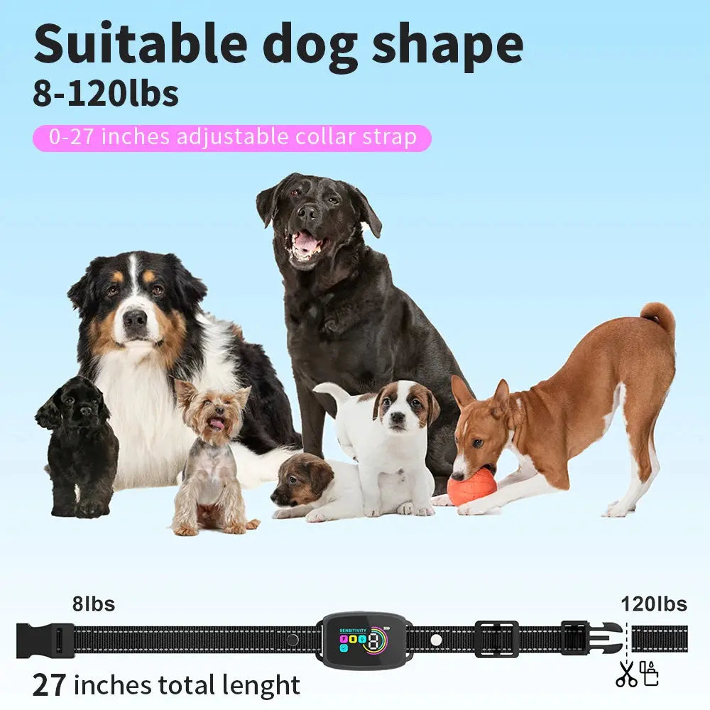 Rechargeable Anti-Bark Dog Collar | Waterproof with Digital Display - Ocean Blue Pet