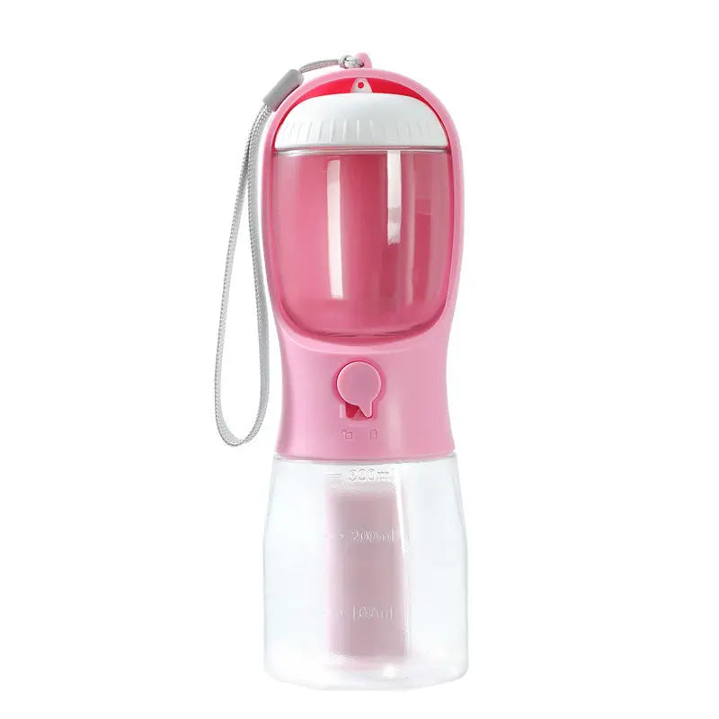 "Multi-Functional Dog Water Bottle with Food & Waste Bag Holder" - Ocean Blue